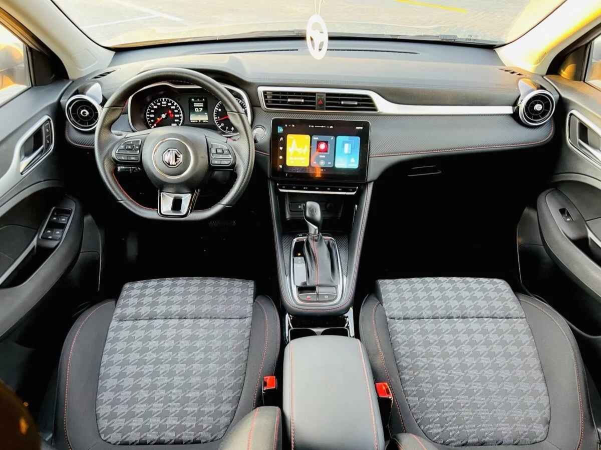 Front dashboard view of MG ZS. Available at economy car rental in dubai - Al Qamar Rent A Car.